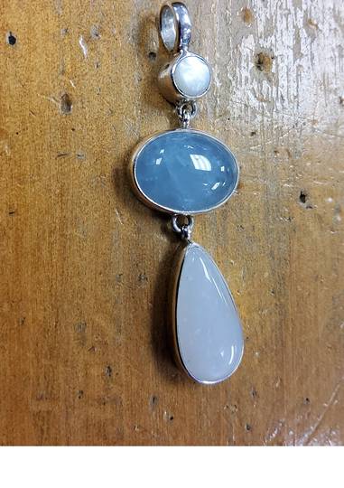 Sterling Silver Moonstone and Aquamarine Pendant